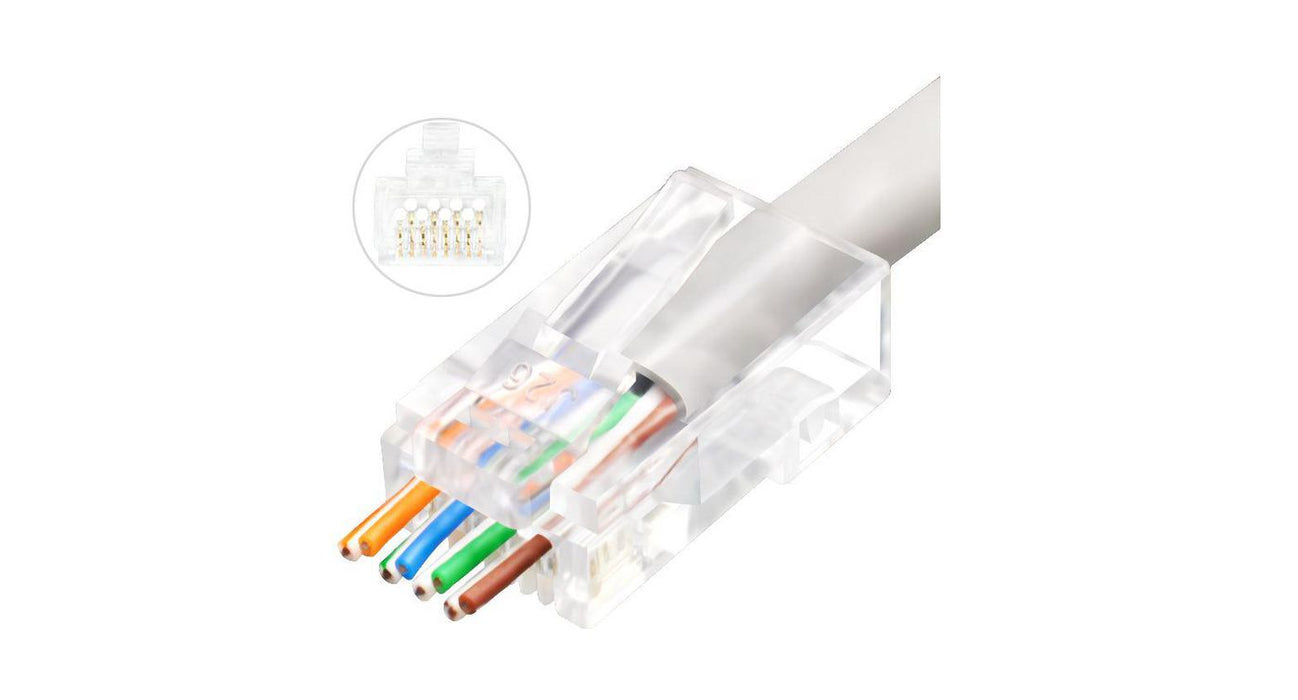 MicroConnect Modular EZ Plug RJ45 8P8C CAT6 Unshielded, 50pcs in one bag Insert wires right through the connector