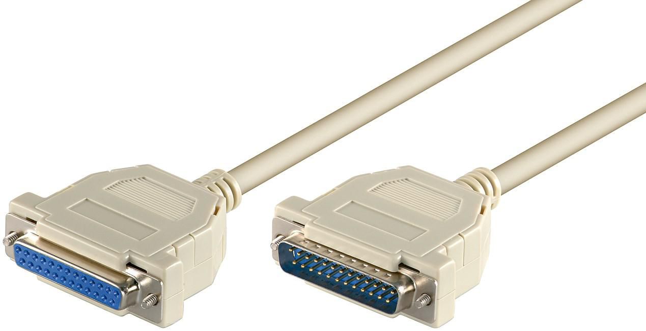 MicroConnect D-SUB Data Cable, 2m D-SUB/IEEE 1284 (25-pin) M-F  seriell / serial 1:1, round cable