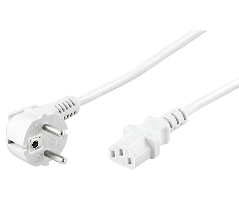 MicroConnect Power Cord 1.8m White IEC320 Angled Connector Schuko H05VV-F3G 0,75mm3
