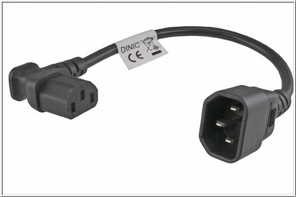MicroConnect Power adapter C13 C14 angled  0.3m IEC 320 C13 - IEC320 C14  15 Amps & 250 Volts, Black