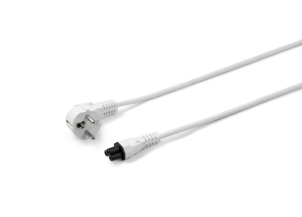 MicroConnect Power Cord CEE 7/7 - C5 1.8m Angled Schuko to C5, White H05VV-F3x0.75mm2 CU, Male-Female