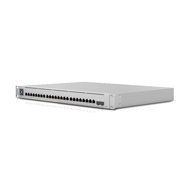 Ubiquiti Managed Layer 3 switch with  (12) 2.5G RJ45 ports with  PoE+ for WiFi 6 APs, (12) Gigabit RJ45 ports with PoE+, and (2) 10G SFP+ ports
