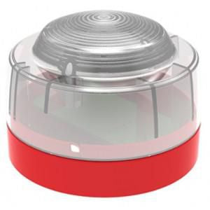 Morley-IAS Red flash EN54-23 W-2.4- 6.2  and C-3-9.4 / C-6-8.6 class  approved strobe with clear lens and red bod