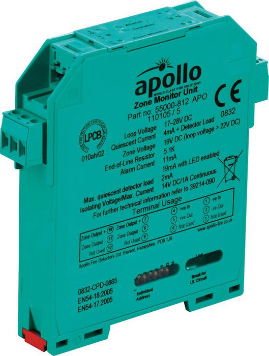 Apollo Fire Detectors XP95 DIN Rail Zone Monitor with Isolator