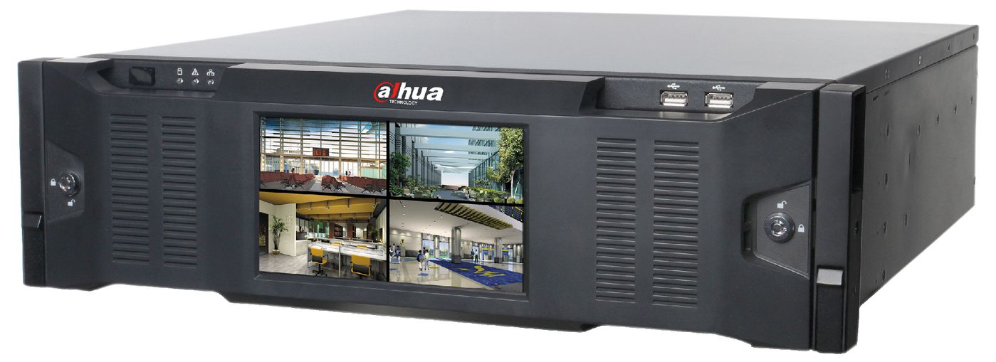 Dahua 128CH 4K NVR 1080p Realtime  400 Mbps Incoming Bandwidth  LCD Screen Redundant Power 64TB HDD useable