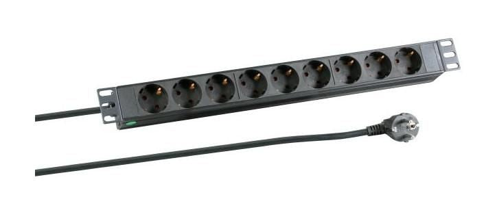 MicroConnect 8-way Outlet strip,19" 3meter 1U 44*44*483mm PDU 8xCEE 7/4  16A, 4000W