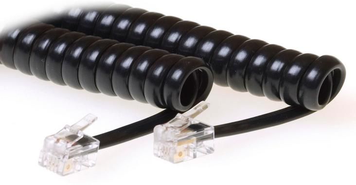 MicroConnect RJ10-RJ10 4M M/M Black Coiled cable