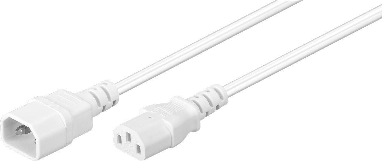 MicroConnect Power Cord C13 - C14 1m White Extension Cable,10A/250V H05VV-F3x1mm2 CU, Female-Male