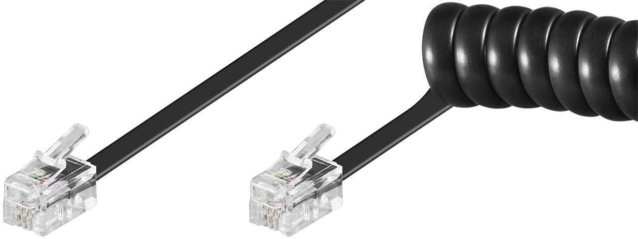 MicroConnect RJ10-RJ10 7M M/M Black Coiled cable