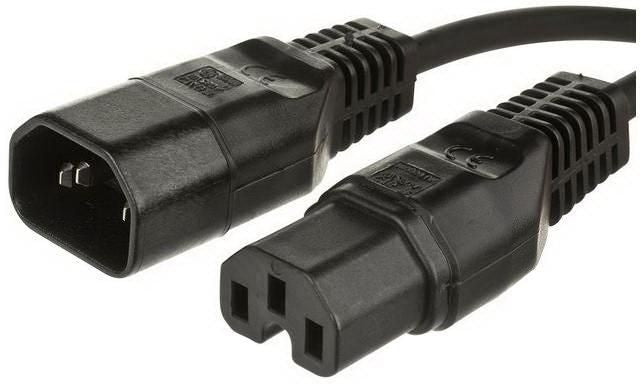 MicroConnect Jumper Cable C14 - C15 1m Black, MAX. current: 10A H05VV-F3x1.5mm2 CU, Male-Female