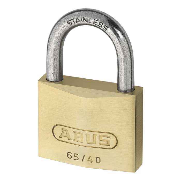 L19548 - ABUS 65 Series Brass Open Stainless Steel Shackle Padlock