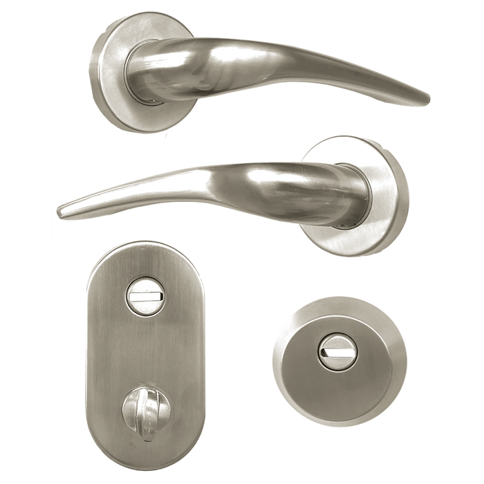 L31970 - HOOPLY FT09 Lever Handle On Rose & Escutcheon Set with Thumbturn