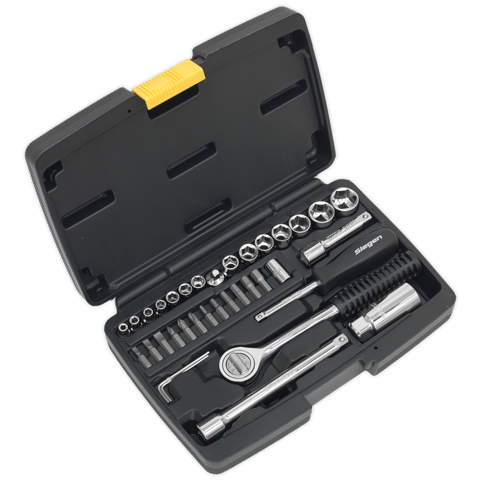 Socket Set 37pc 1/4" & 3/8"Sq Drive 6pt Metric