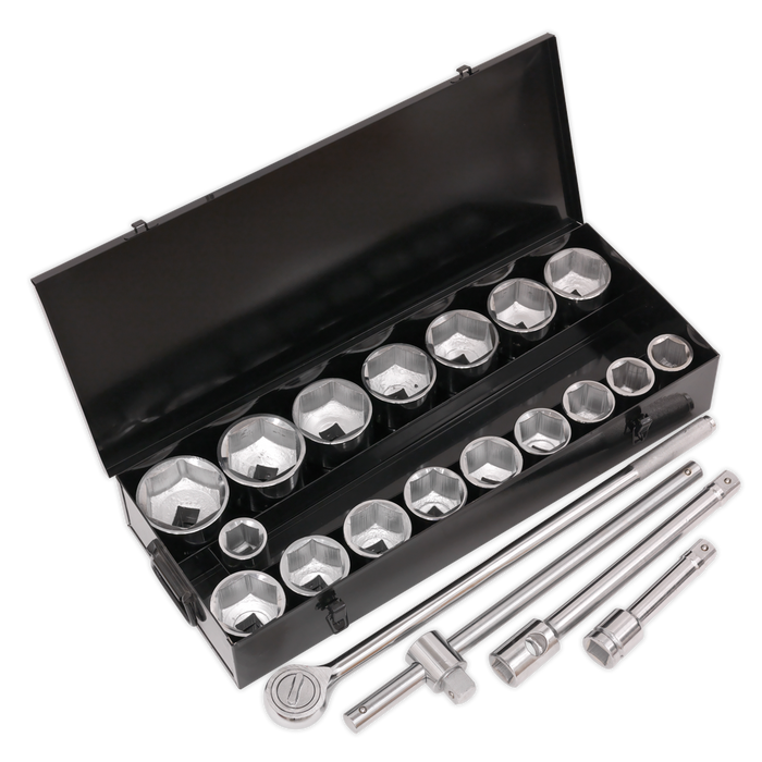 Socket Set 21pc 1"Sq Drive 6pt WallDrive® Metric