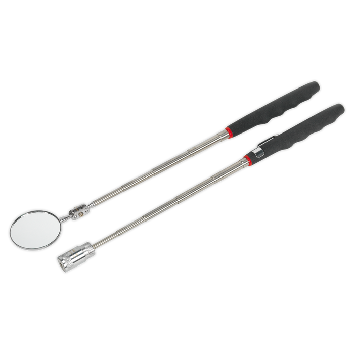 Telescopic Magnetic LED Pick-Up Tool & Inspection Mirror Set 2pc