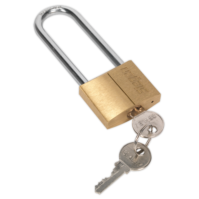 Brass Body Padlock with Brass Cylinder Long Shackle 40mm