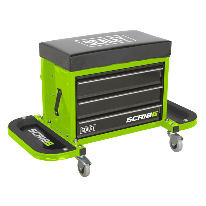 Mechanic's Utility Seat & Toolbox - Hi-Vis Green