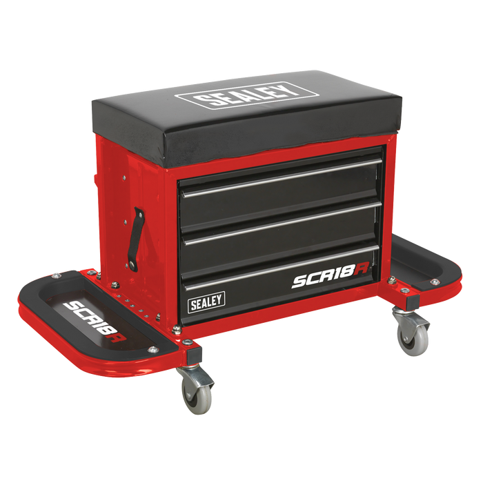 Mechanic's Utility Seat & Toolbox - Red