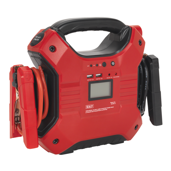 Jump Starter Power Pack Lithium-ion Phosphate (LiFePo4) 12/24V 1200/600 Peak Amps