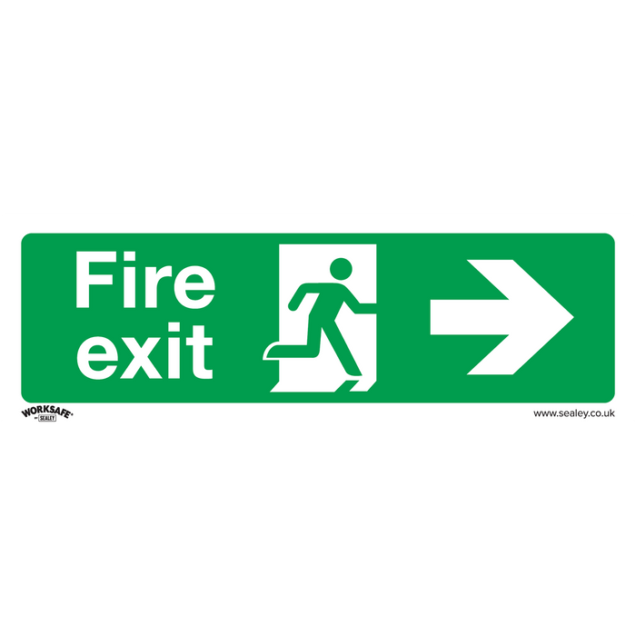 Safe Conditions Safety Sign - Fire Exit (Right) - Self-Adhesive Vinyl - Pack of 10