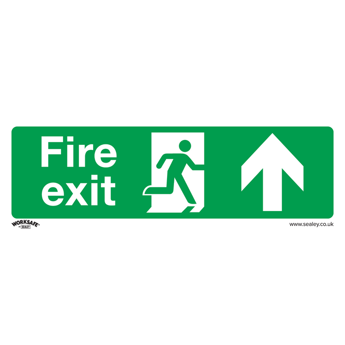Safe Conditions Safety Sign - Fire Exit (Up) - Self-Adhesive Vinyl - Pack of 10