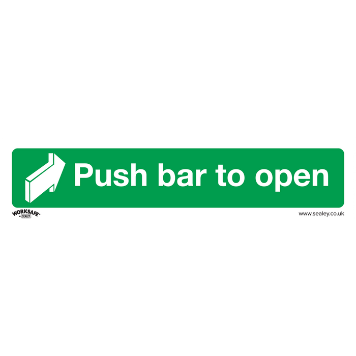 Safe Conditions Safety Sign - Push Bar To Open - Self-Adhesive Vinyl