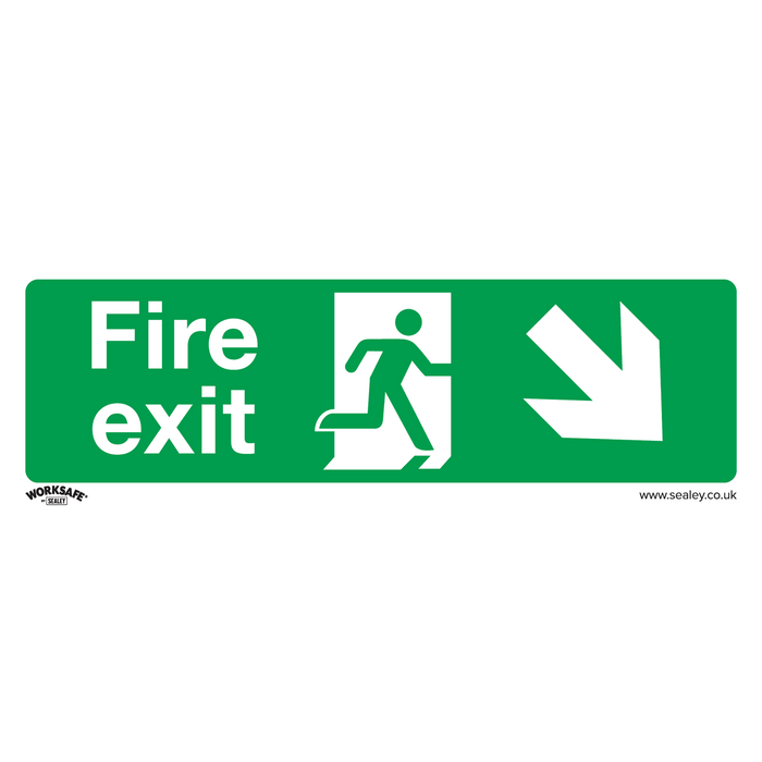 Safe Conditions Safety Sign - Fire Exit (Down Right) - Rigid Plastic - Pack of 10