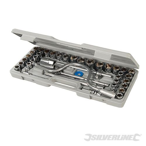 SS39 Silverline Socket Set 1/2" Metric/AF 42pce