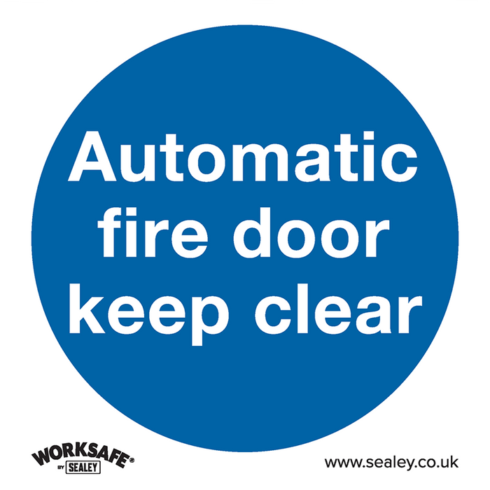 Mandatory Safety Sign - Automatic Fire Door Keep Clear - Self-Adhesive Vinyl - Pack of 10