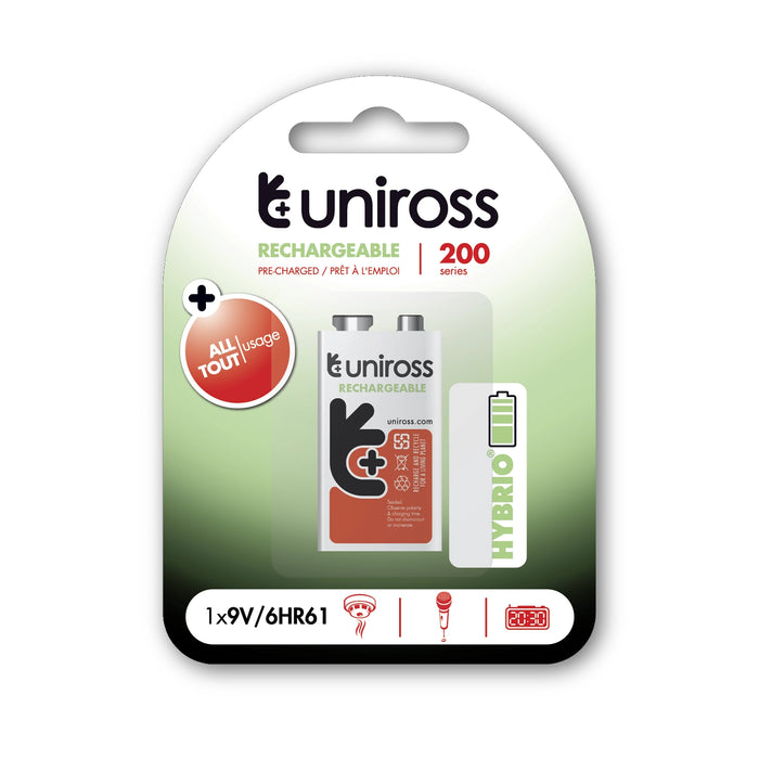 Uniross PP3 RECHARGEABLE 200MA HYBRIO (C1)