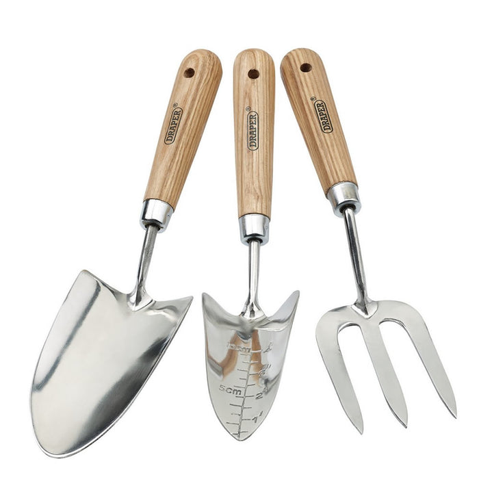 Stainless Steel Hand Fork and Trowels Set with Ash Handles