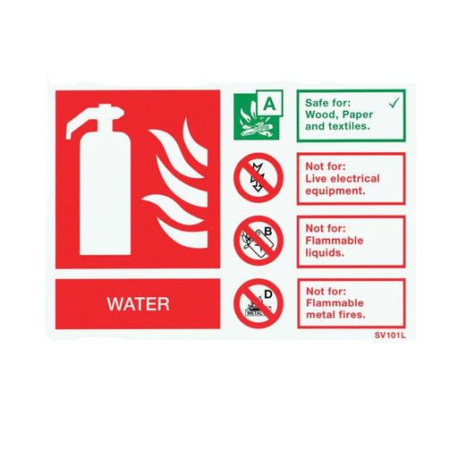 Self-Adhesive Landscape Water Extinguisher Identification Sign - SD Fire Alarms