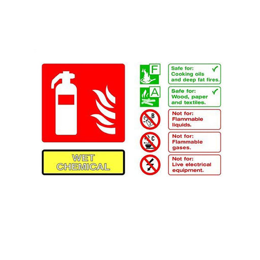 Self-Adhesive Landscape Wet Chemical Extinguisher Identification Sign - SD Fire Alarms
