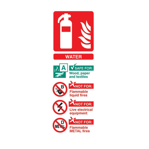 Self-Adhesive Portrait Water Extinguisher Identification Sign - SD Fire Alarms