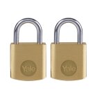 Yale Locks Brass Padlock 20mm (Pack 2) Y110B/20/111/2